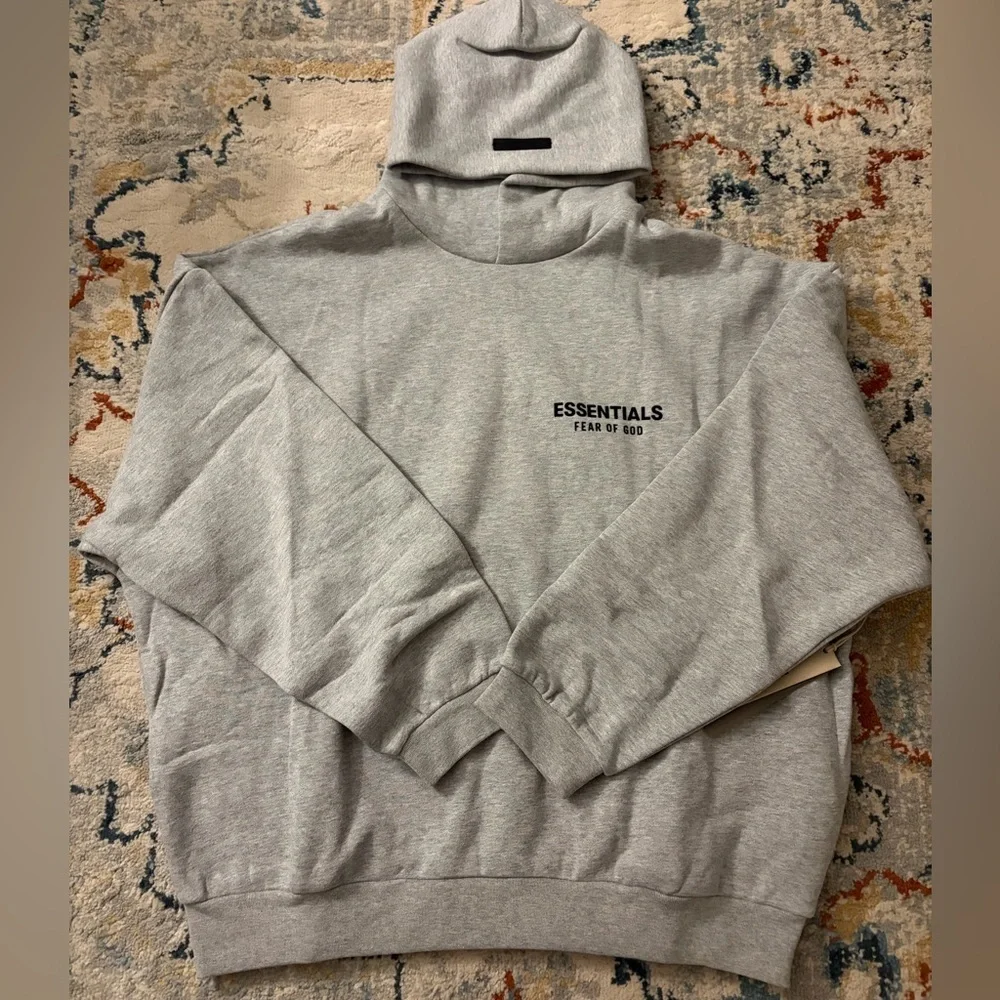 Essentials fear of god Light Heather Gray Fleece Hoodie FW2024 Xsmall - Picture 1 of 5